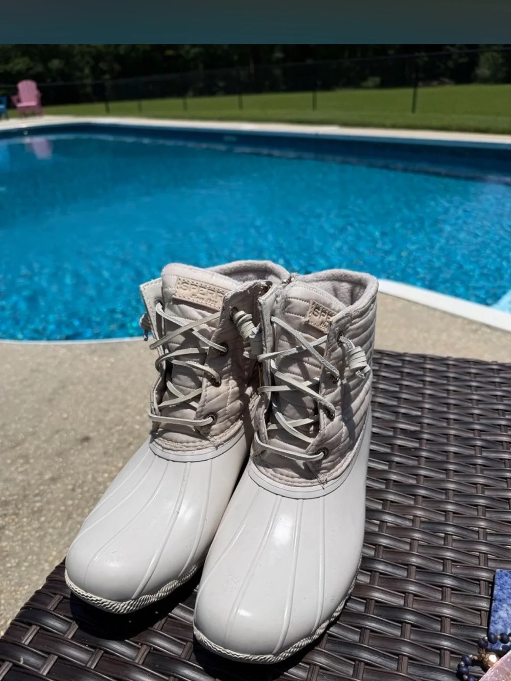 Sperry Off-White Quilted Duck Boots